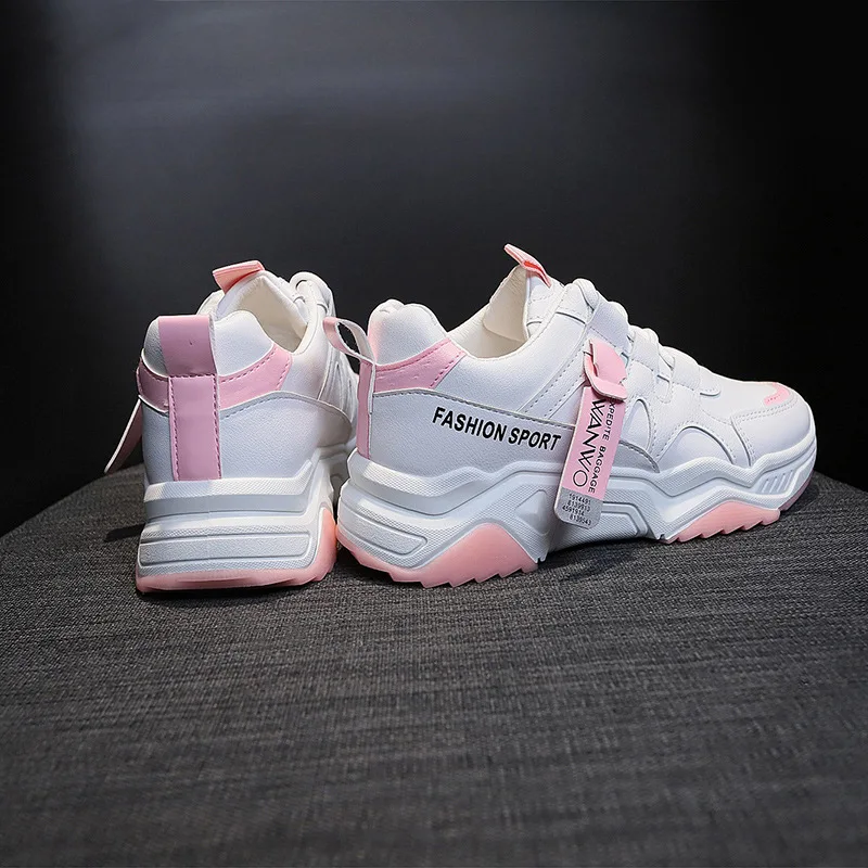 

Spring Autumn Leather White Casual Shoes 2020 New Fashion Sneakers Women Shoes Flats Leisure Lace-up Platform Single Shoes