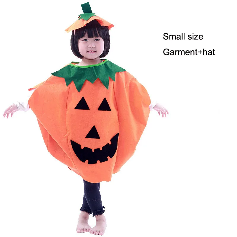 

Children's Pumpkin Halloween Costume Clothing Kids Baby Cute Round Neck Pumpkin Garments and Hat Set