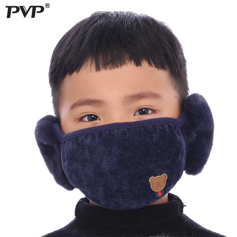 Модная зимняя теплая маска для рта 2 в 1 2010PVP наушники мультяшный пылезащитный и