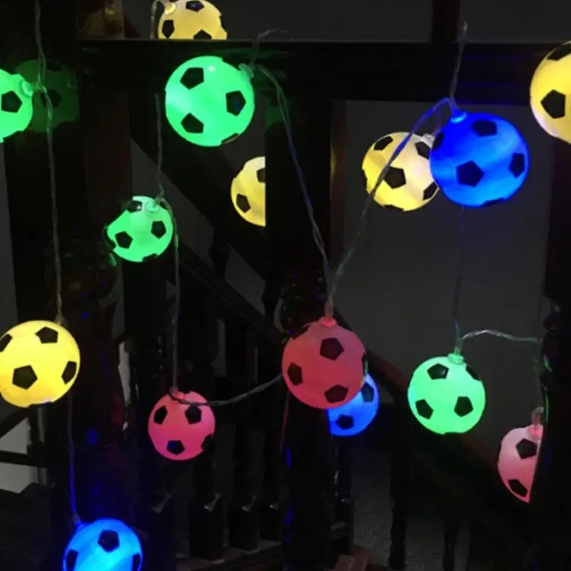 

10/20 LEDs Football String Lights Soccer Ball Night Party Light Bedroom Xmas Garlands Decor Lights 150/300cm Holiday Kids B5G8