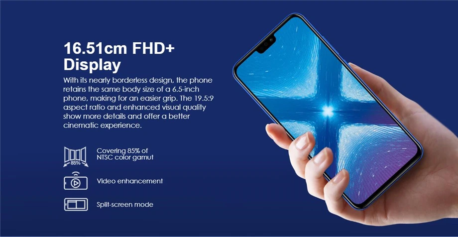 Honor 8X Kirin 710 Восьмиядерный 6,5 ''20MP& 2MP& 16MP 3400 mAh ram 6GB rom 64GB распознавание лица отпечаток пальца