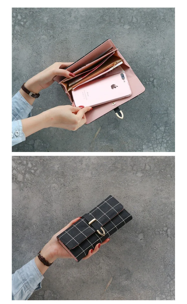Модные длинные женские кошельки, Carteras Mujer, корейский стиль, на застежке, женские кошельки, элегантные женские вечерние клатчи, кошелек, Portefeuille