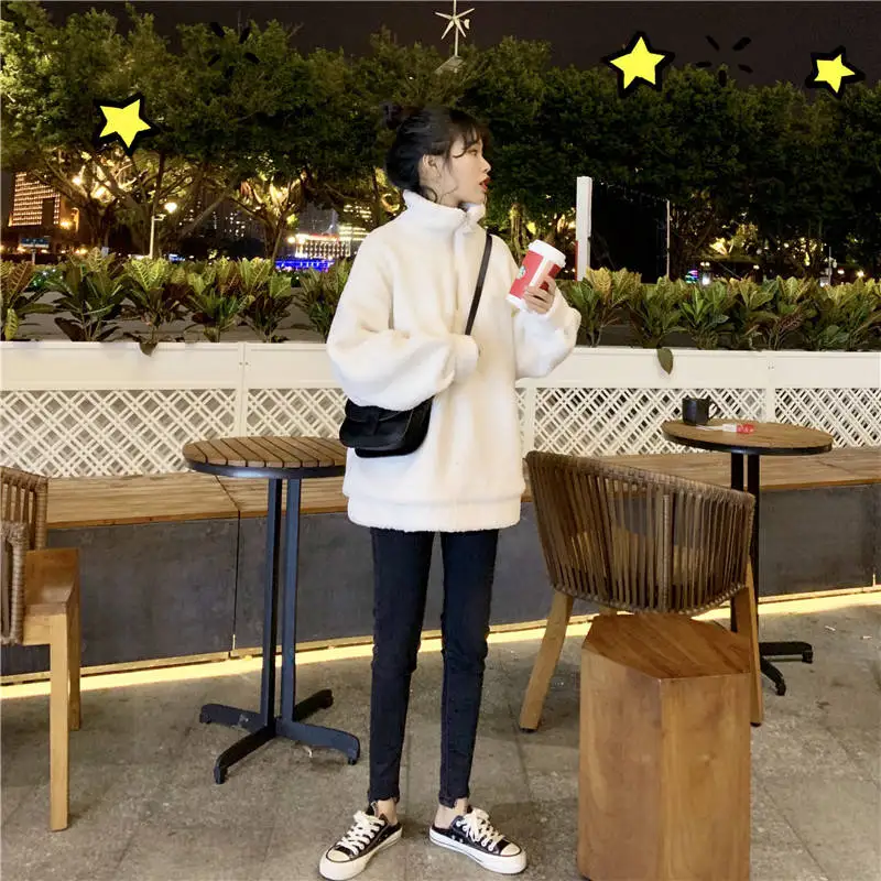 

Cool Harajuku Warm Fashion 2019 Female sweatshirt Casual Wtite long sleeves hoodies Spring Winter Women hoodie Streetwear Girls