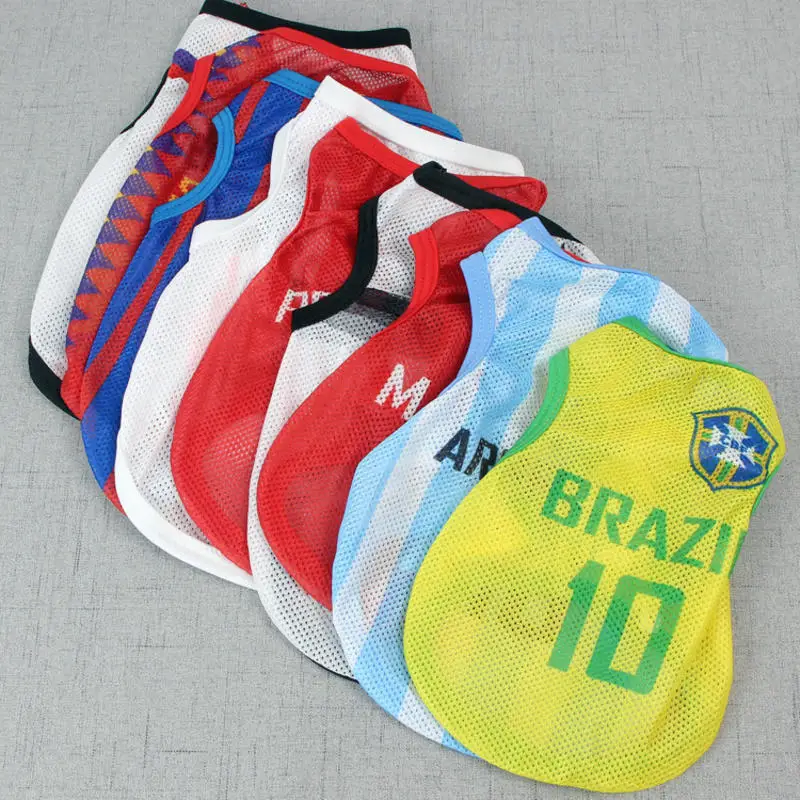 Летняя одежда для собак Dog футболки спортивные футбольных команд Jersy тонкая