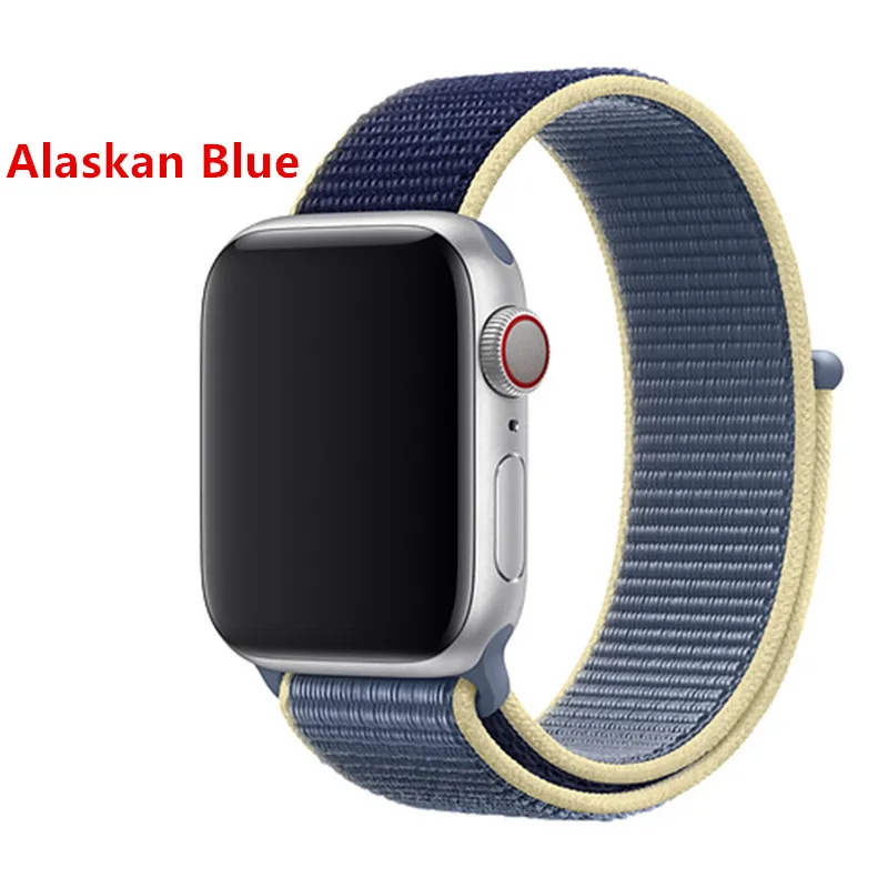Alaskan Blue 3 new Ремешок для apple watch band 42 мм 38 мм iwatch 4 band 44 мм 40 мм apple watch 4 3 2 1 нейлоновая петля спортивный браслет correa аксессуары - Цвет ремешка: Alaskan Blue 3 new