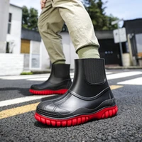 mens rain boots waterproof velvet winter rain boots mens mid tube water boots kitchen shoes work fishing overshoes 39 44
