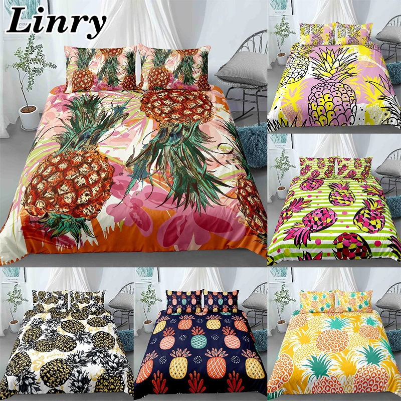 

Fruit 3D Pineapple Pattern Duvet Cover Set 240x220 King/Queen Size Bedding Sets Pillowcase Double Quilt Covers (No Bed Sheet)