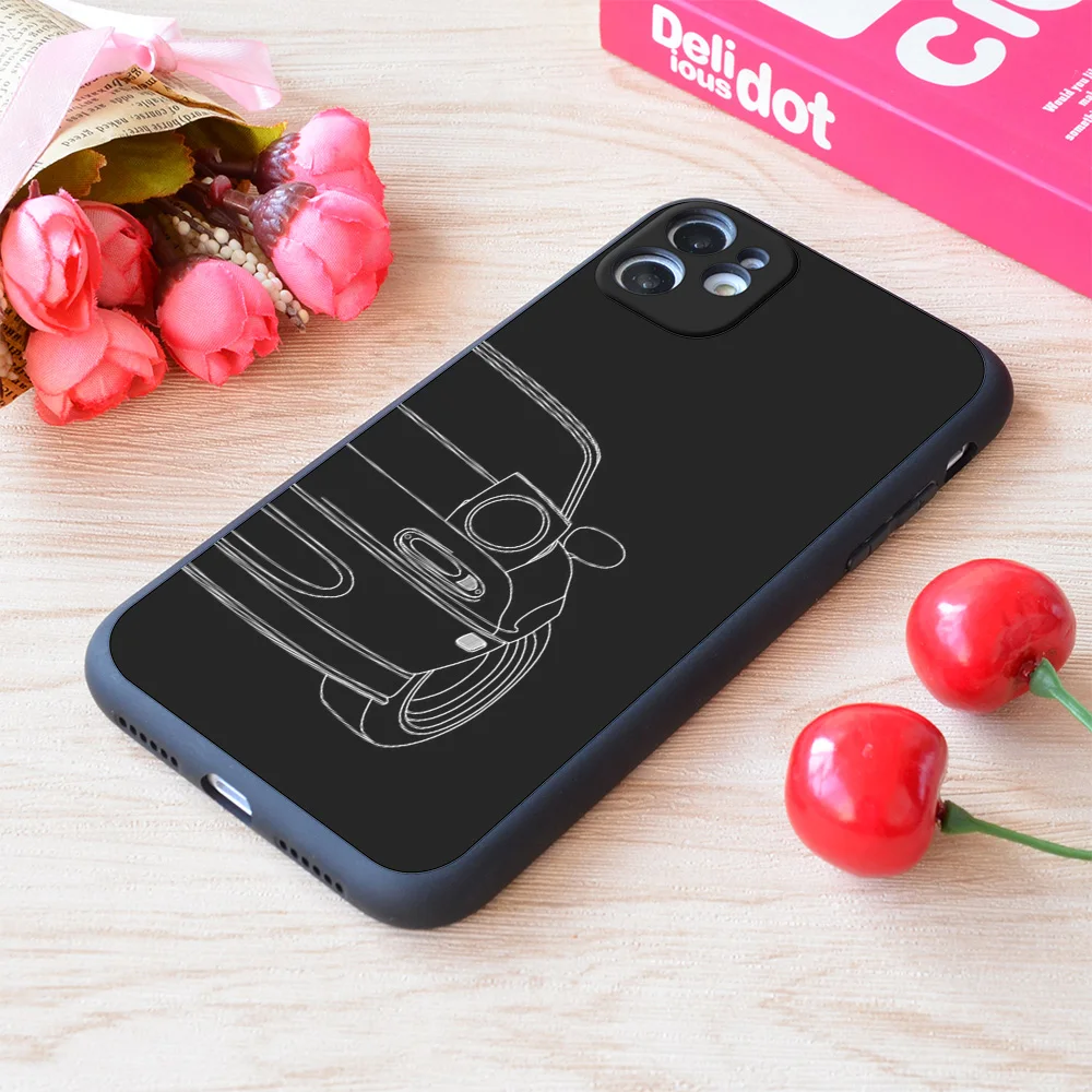 

For iPhone Miata Outline White Print Soft Matt Apple iPhone Case