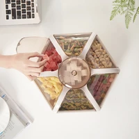 creative candy box fashion lotus shaped room tray transparent pressing type fruit box snacks divided grid dried fruit tray mj