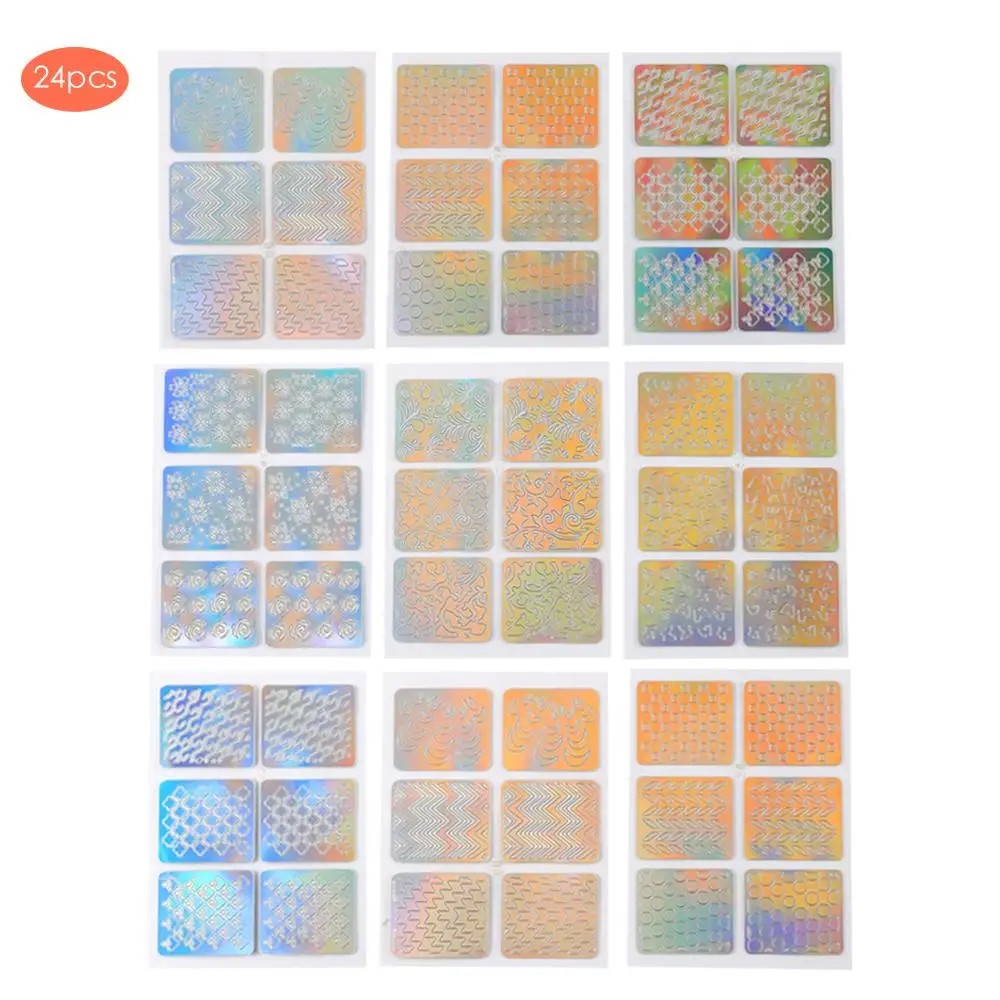 24 листа самодельный шаблон для стемпинга ногтей наклейки несимметричный