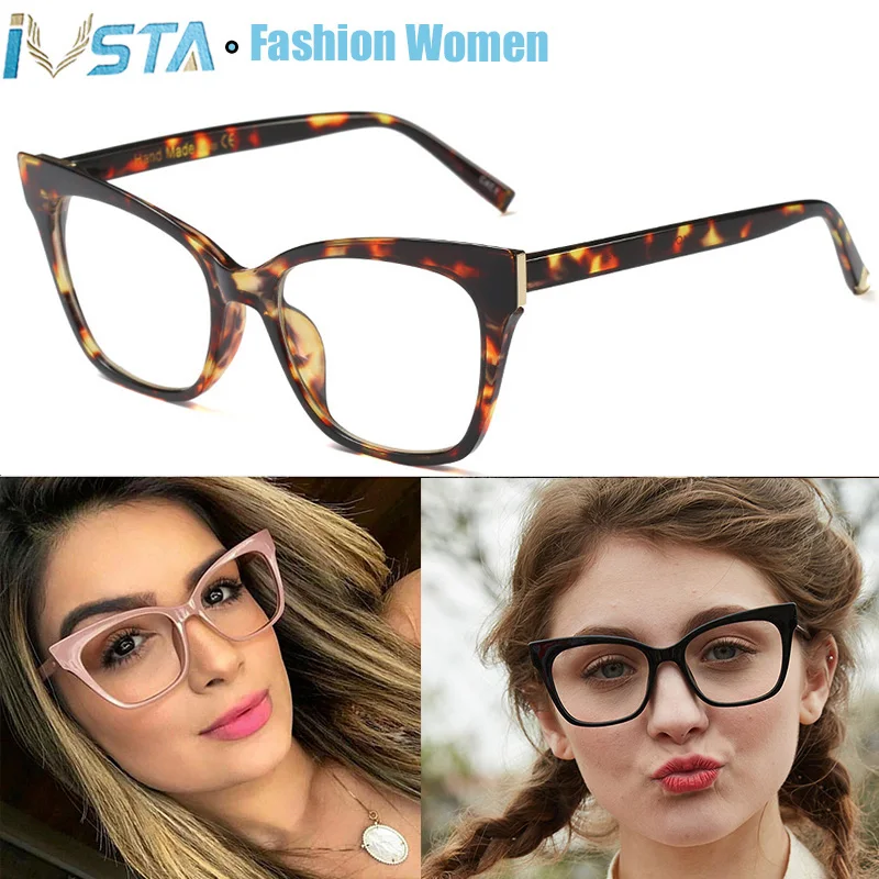 

Оправа для очков для близорукости IVSTA, Женские оправы для очков для мужчин, винтажная оптиметрия по рецепту, очки кошачий глаз TR90, ретро 08675