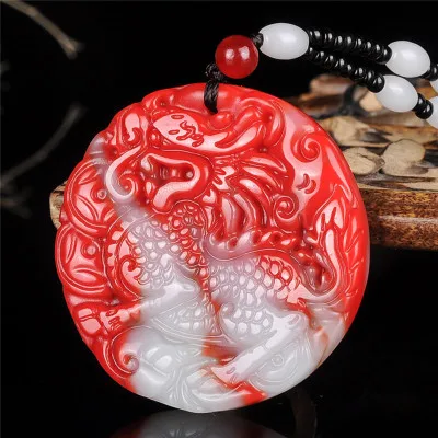 

zheru jewelry natural chicken blood jade dragon amulet pendant necklace exquisite jewelry best gift