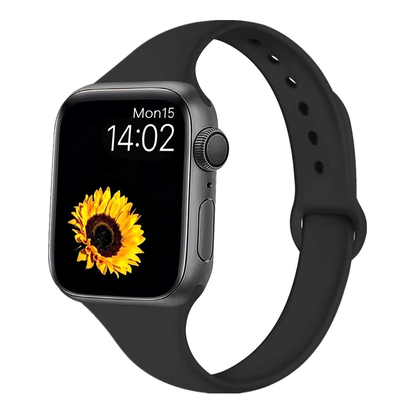Тонкий ремешок совместим с Apple Watch seres 5 4 40 мм 44 силиконовый Спортивная петля ремешок для наручных часов iWatch, версия 1, 2, 3, ремешок 38 мм 42 мм браслет