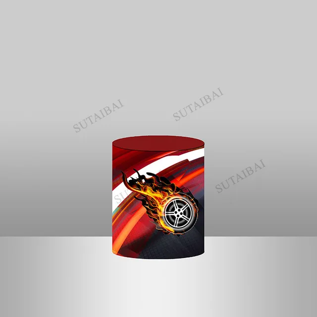 

Boy Happy Birthday Backdrop Round Circle Background Racing Car Championship Trophy Photography Backdrops Decor Banner Studio