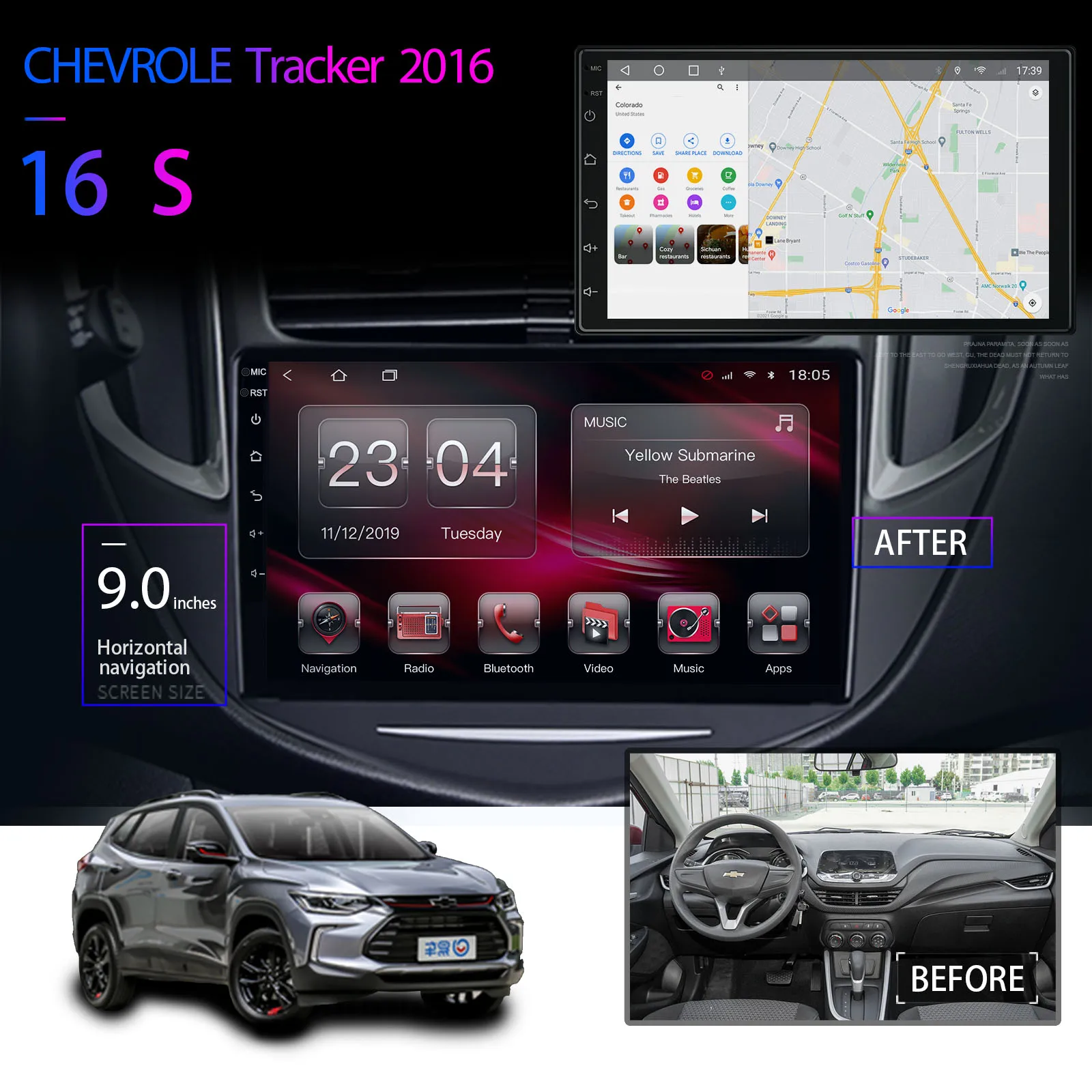 저렴한 시보레 트래커 2016 GPS Carplay 멀티미디어 비디오 플레이어 탐색 2.5Din HD1080 무선 Mutifunctional 라디오에 대 한 자동차 라디오