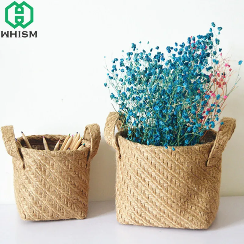

1PC Foldable Woven Sacks Storage Boxes Sundries Organizer Laundry Basket Flower Planter Pot Storage Basket