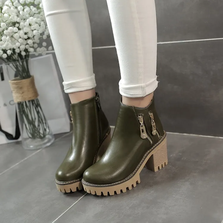 

Ботинки на молнии с круглым носком большого размера, водонепроницаемые ботинки на платформе в Европе и Америке