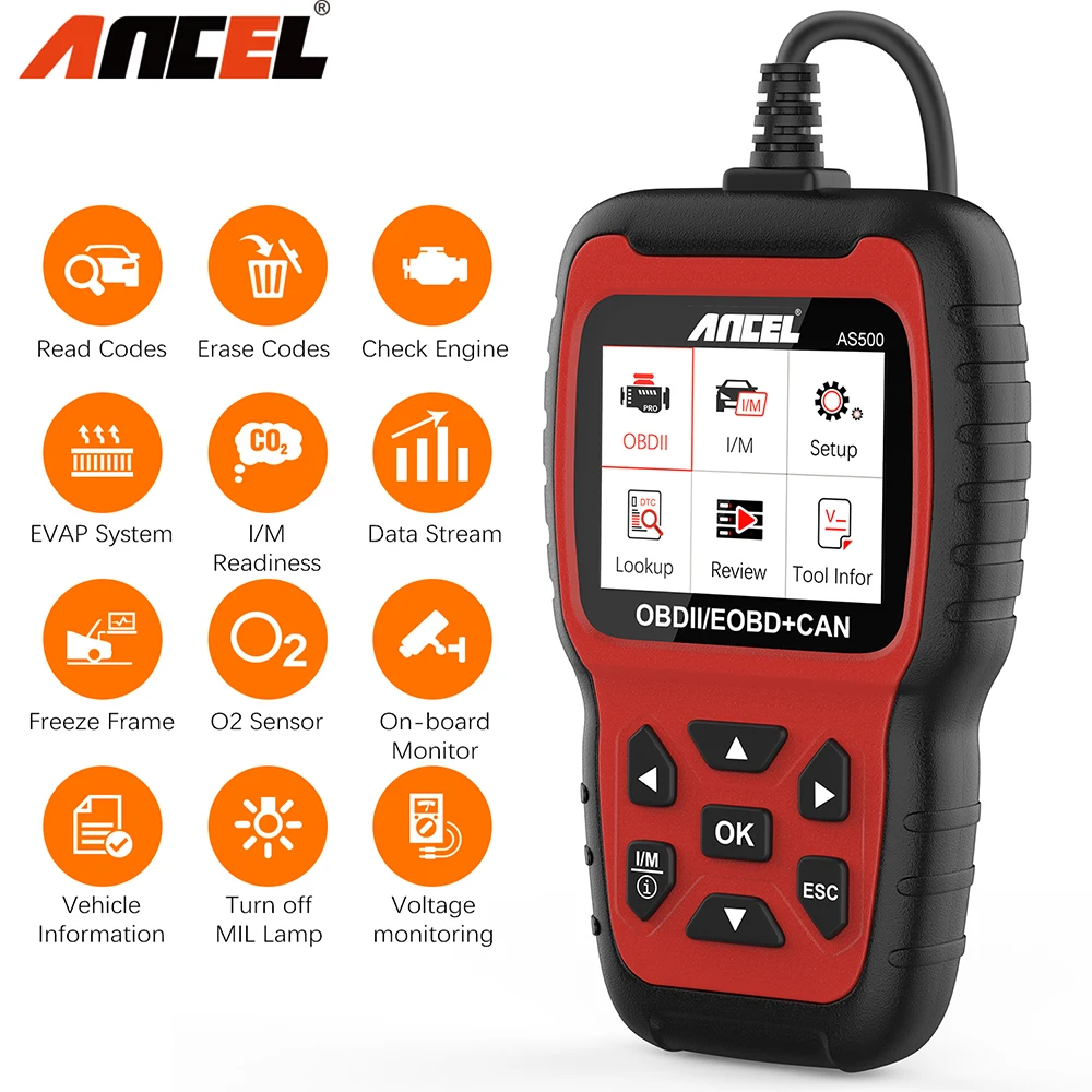 ANCEL AS500 Obd2 сканер многоязычный считыватель кода двигателя Odb2 Obd 2 Автомобильный