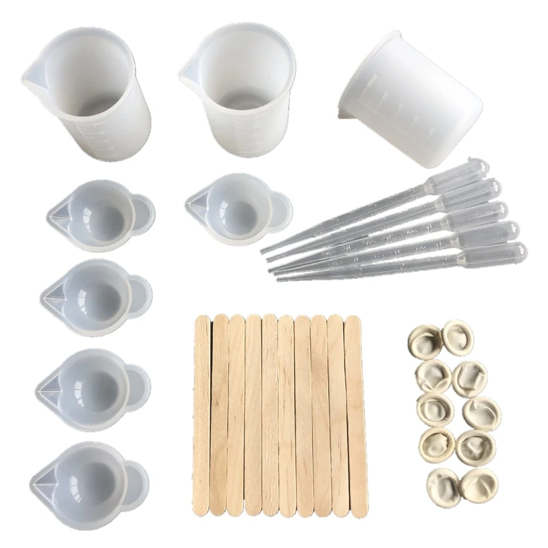 

Epoxy Resin Tools Kit Silicone Mold Tool Included Resin Measuring Cup Silicone Mixing Cups Scraper Stick Silicone Spoon and