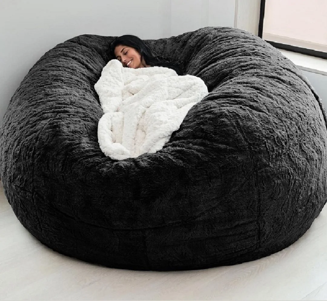 

Dropshipping Giant Fluffy Fur Bean Bag Bed Slipcover Case Floor Seat Couch Futon Lazy Sofa Recliner Pouf