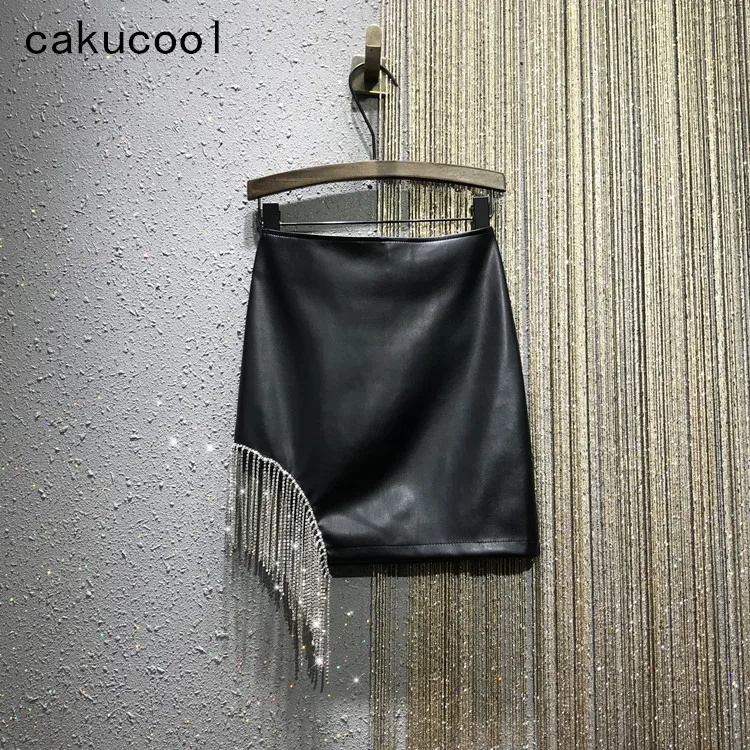Новые женские юбки-карандаш Cakucool с бисером и кисточками черная мини-юбка из