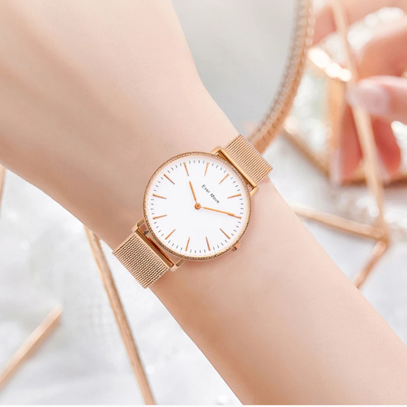 

Ever Move 2021 Japan Quartz Movement Ladies Watches Stainless Steel Calendar Czech Stone Waterproof Watch for Women