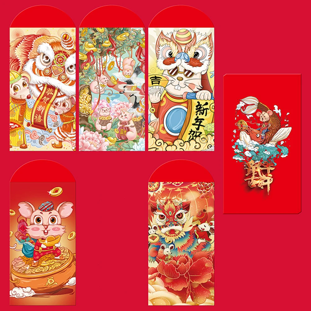 5 шт китайские красные счастливые конверты 2020 год крысы денежное дерево пакеты
