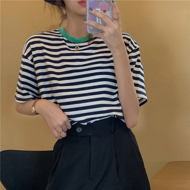 2 цвета 2020 летние корейские шикарные стильные свободные винтажные футболки в