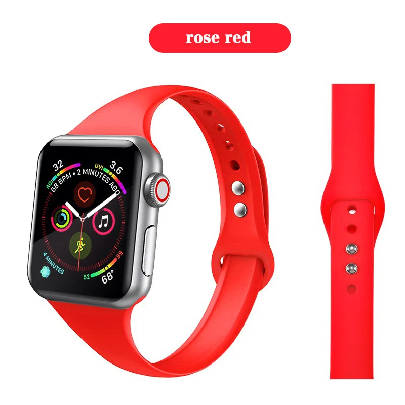 Slim Strap For Apple Watch Band 45mm 41mm 44mm 40mm 42mm 38mm Narrow Thin Silicone bracelet Correa iwatch Series 7 6 SE 5 4 3