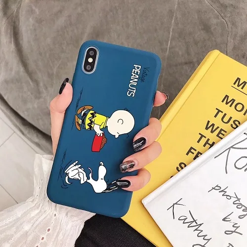 I PEANUTS мультфильм Charlie коричневый и собака мягкий чехол для телефона для Iphone11 11pro 6 6S 7 8 Plus X Xs Xr Max матовый карамельный чехол capas funda - Цвет: I