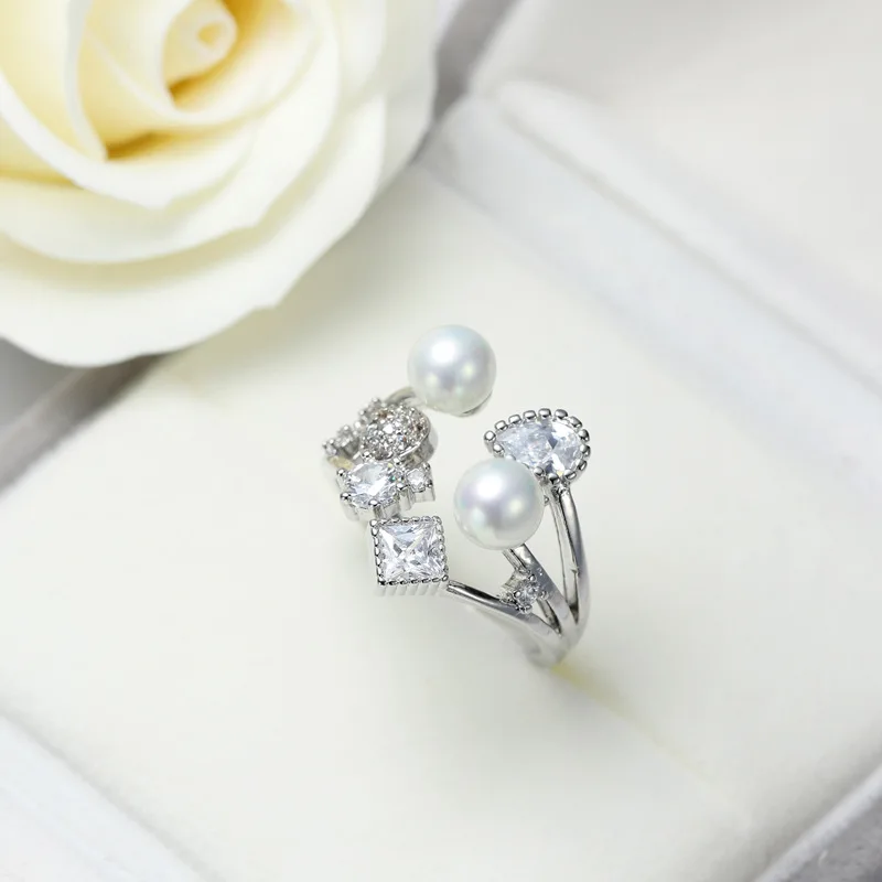 

SODROV Resizable Rings for Women Pearl 925 Silver Ring 2021 Trend Women Luxury Jewelry