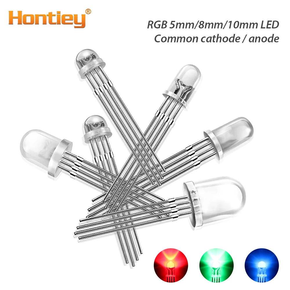 Hontiey 10 светодиодный т. светодиодные фонари RGB 5 мм 8 диоды красный синий зеленый