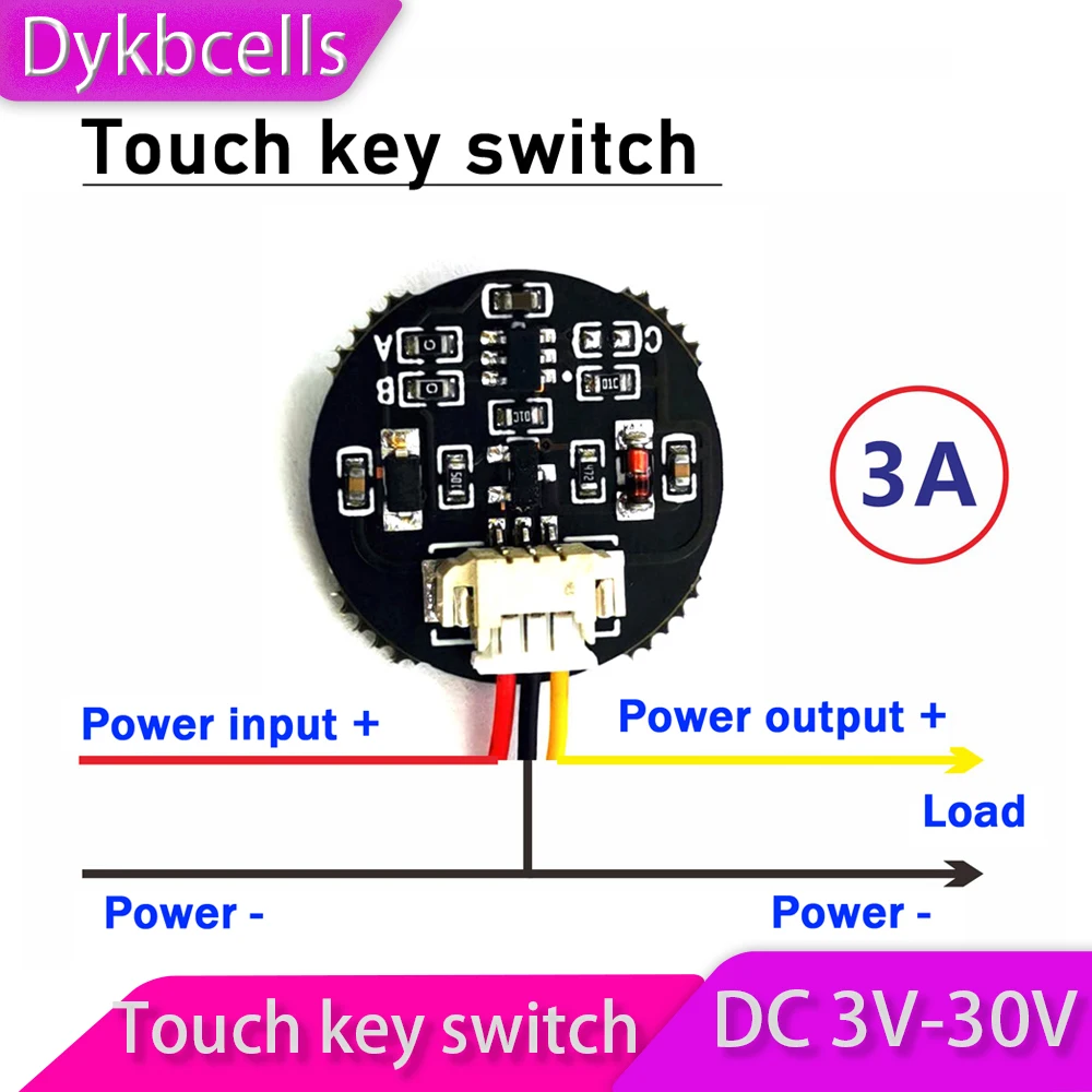 

Dykbcells DC 3V-30V Touch key switch sensor module tact switch Self-locking jog / drive 5V 12V 24V LED light strip Lamp control