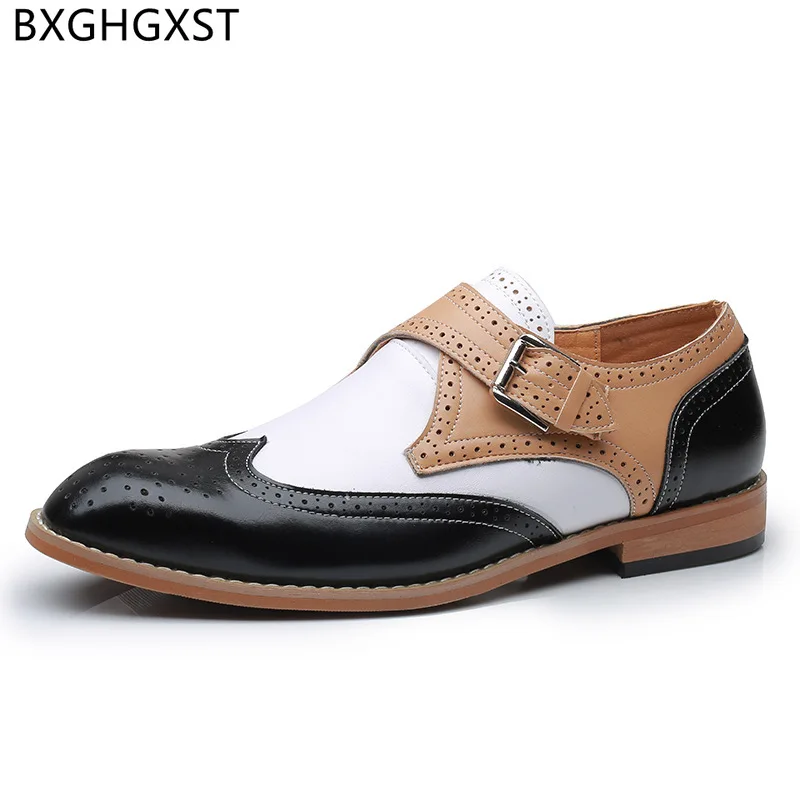 

Brogue Monk Strap Shoes Men Slip on Formal Business Shoes Men Loafers Men Dress Suit Shoes Leather Wedding Dress Office 2022