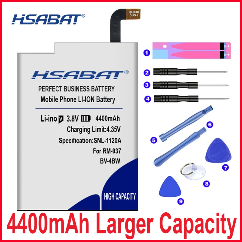4400mAh BV-4BW HSABAT Топ бренд 100% Новый аккумулятор для Nokia Lumia 1520 MARS Phablet RM-937 Bea Lumia1520 |