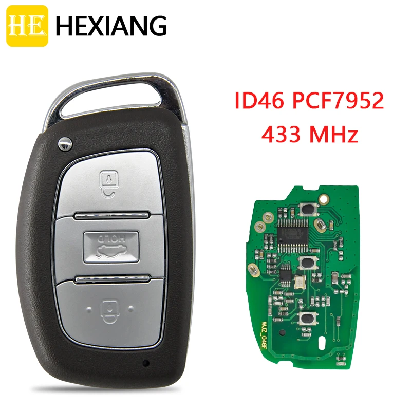 HE Xiang Car Remote Key For Hyundai Elantra 2015 Keyless Entry Promixity Card With ID46 PCF7952 Chip 433MHz High Quality PCB | Автомобили