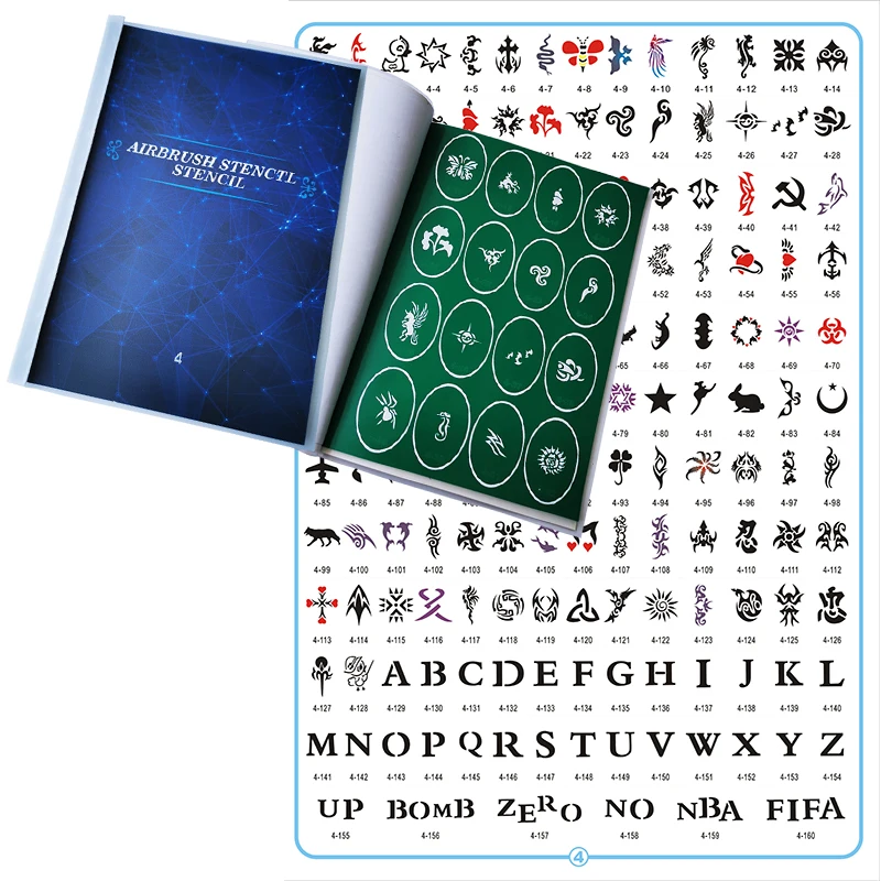 Многоразовый трафарет для татуировок с рисунком 100 шт. в комплекте|Трафареты