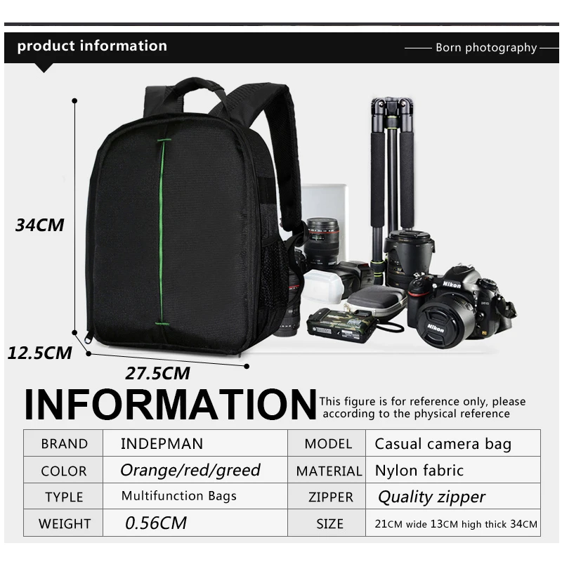 AKASO Casual Shoulders Professional Camera Photo Bag Waterproof Backpack Multi-functional Digital DSLR SLR Case | Электроника