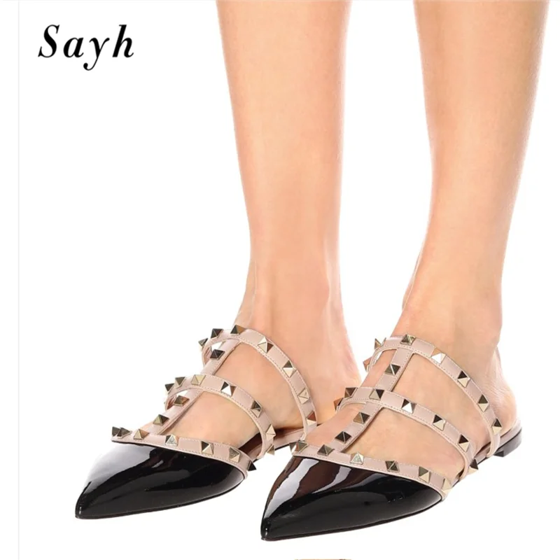 

Women Brand Flats Slippers Mules Sandals Summer Classic Female Rivet Shoes Casual Leisure Shoes Shoes 34-43 High Quality