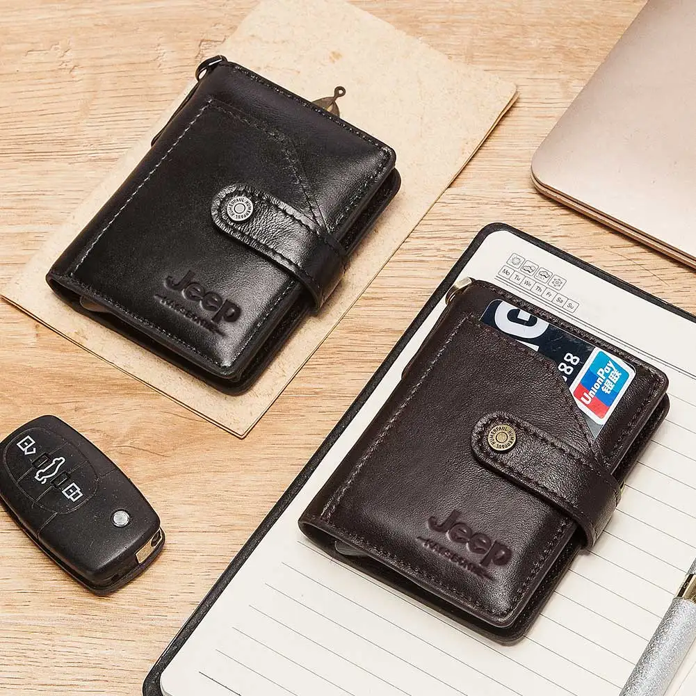 Мужской тонкий бумажник из натуральной кожи с Rfid-защитой и отделением для карт |