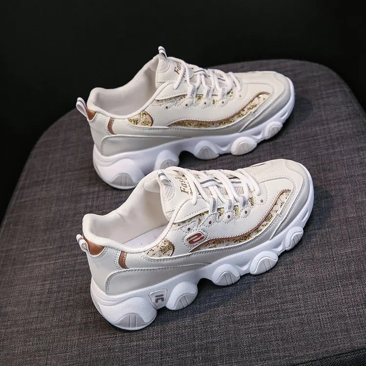

Spring Autumn Fashion Woman Lace-up Platform Sneaker Walking Comfortable 2021 New Mesh Breathable Woman Casual Vulcanized Shoes