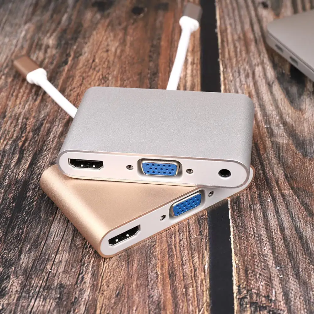 Тип C до USB 3 0 HUB адаптер совместимому с HDMI/VGA/RJ45 HD 1080P для Macbook Pro Air 13 15 и 16 дюймов