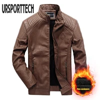 ursporttech mens oversize faux leather jackets men motorcycle causal pu leather jacket fashion warm thick autumn winter coat 6xl