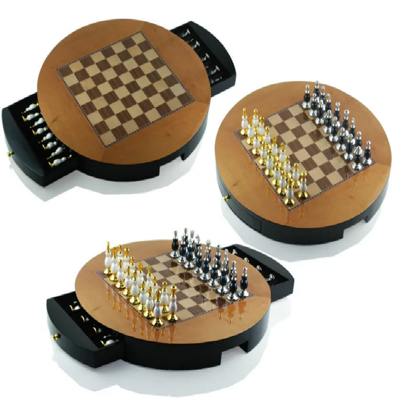 

Black and White Yellow Camel Round Chess High-end Decorative Decorative Solid Wood Chessboard European-style Ornaments