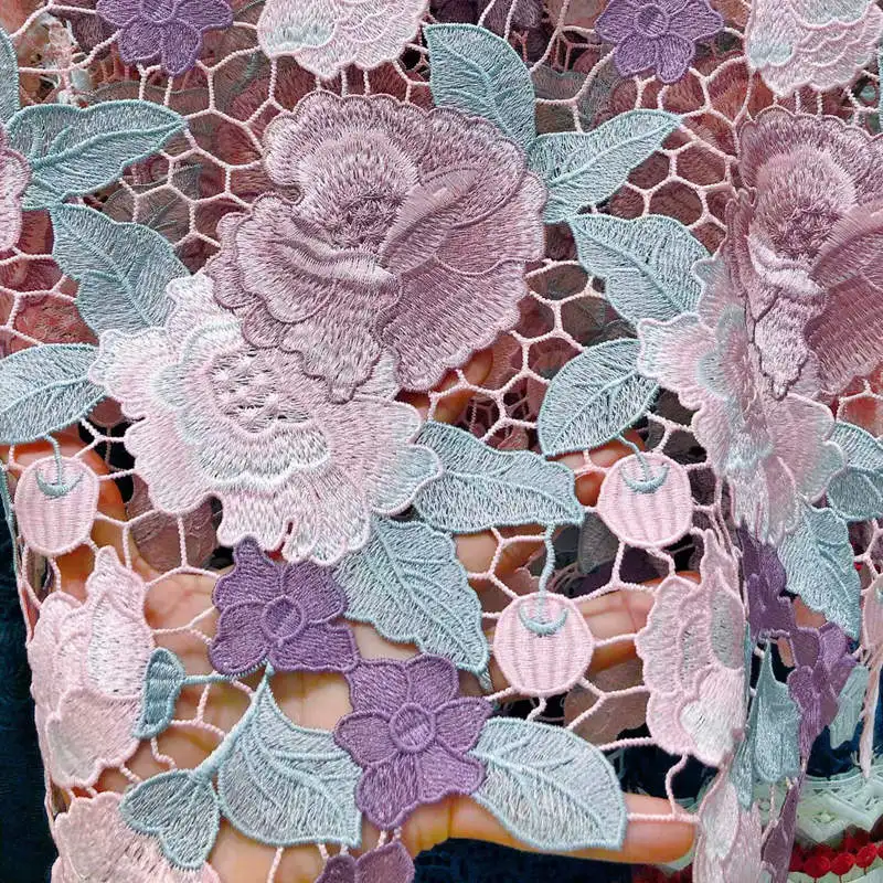Высокое качество гипюровое кружево очень красивая Цветочная вышивка