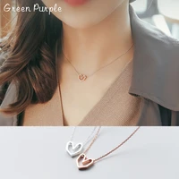 green purple ins heart shape pendant necklaces for women girls wedding jewelry gift 925 sterling silver gold necklace collares