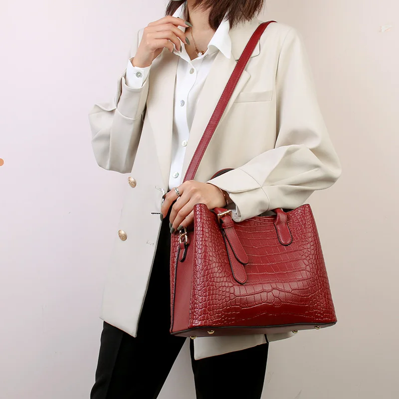 

LIKETHIS Women's Purses and Handbags Luxury Designer Alligator Pu Leather Vintage Female Casual High Capacity Shoulder Bag Sac