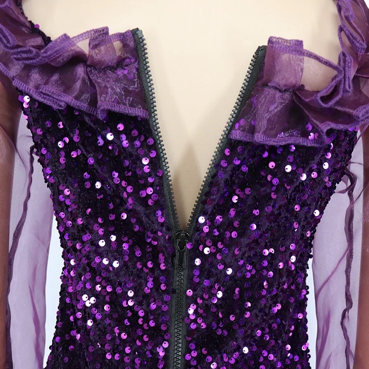

sexy one shoulder African club party lady dresses shinning sequins spandex knee women dresses African dress for women