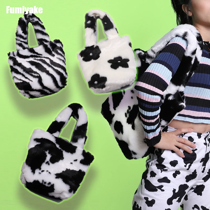 Женская зимняя меховая квадратная сумочка из твида вельветовые повседневные