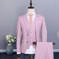 2020 suit male solid color casual three pieces suit korean version groom wedding ternos masculine slim business suit for men